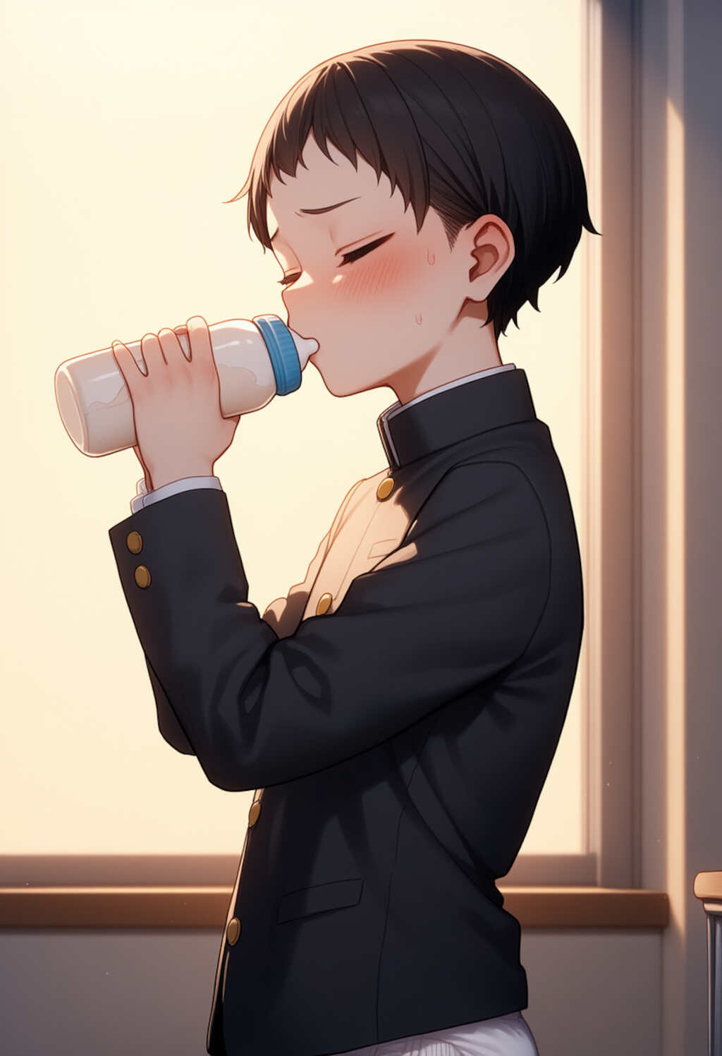 学ラン男子中学生が一日中オムツ生活