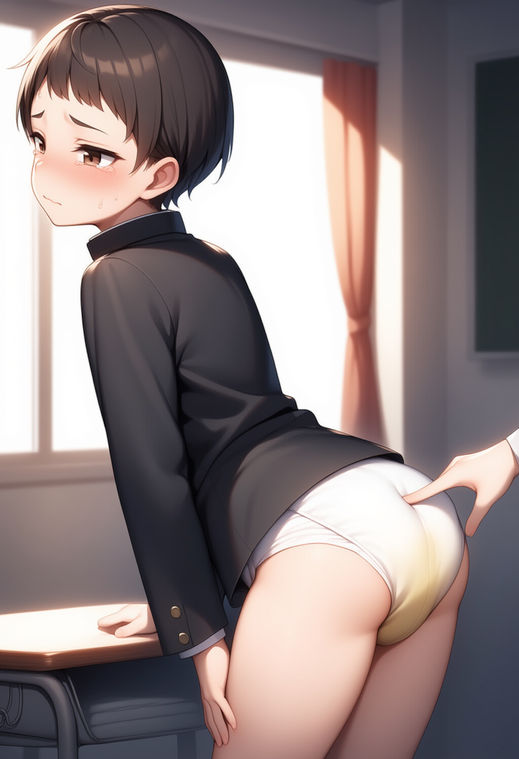 学ラン男子中学生が一日中オムツ生活