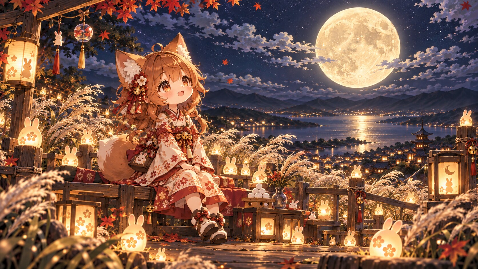 お月見チビお狐ちゃん