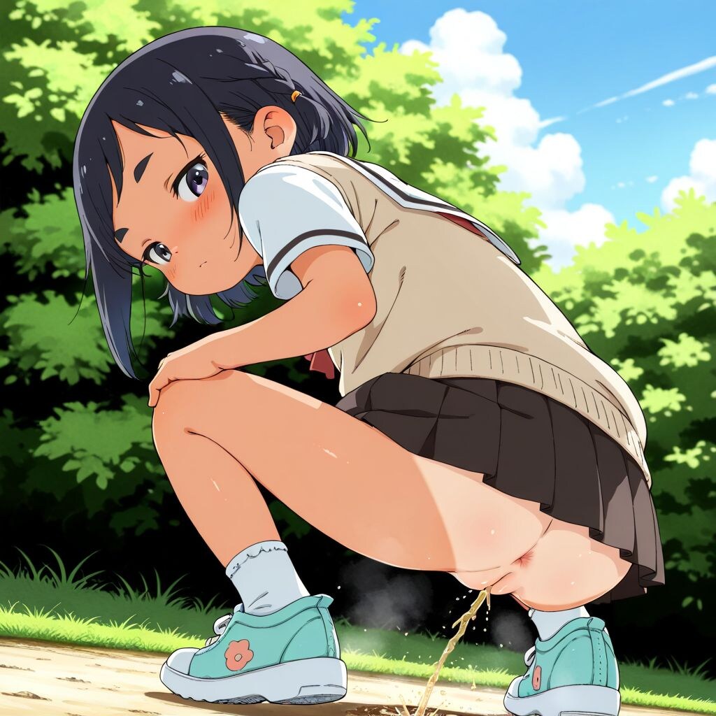 焼けたお尻から溢れる聖水