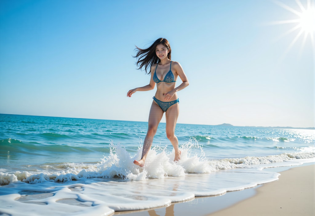 ビーチの水着の女性