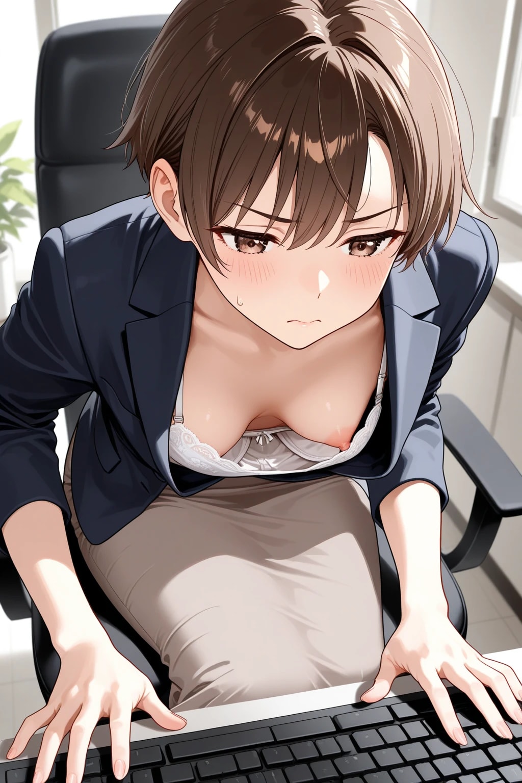 40枚:難しい顔のOLチラ