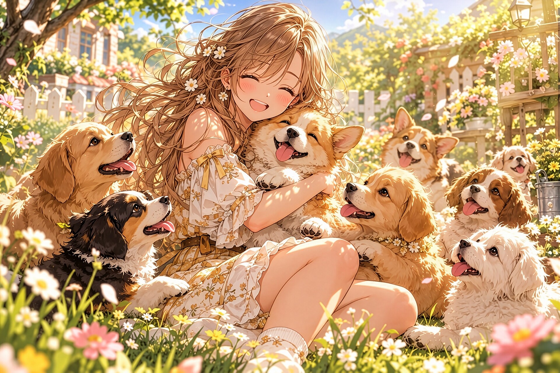 犬と戯れる午後