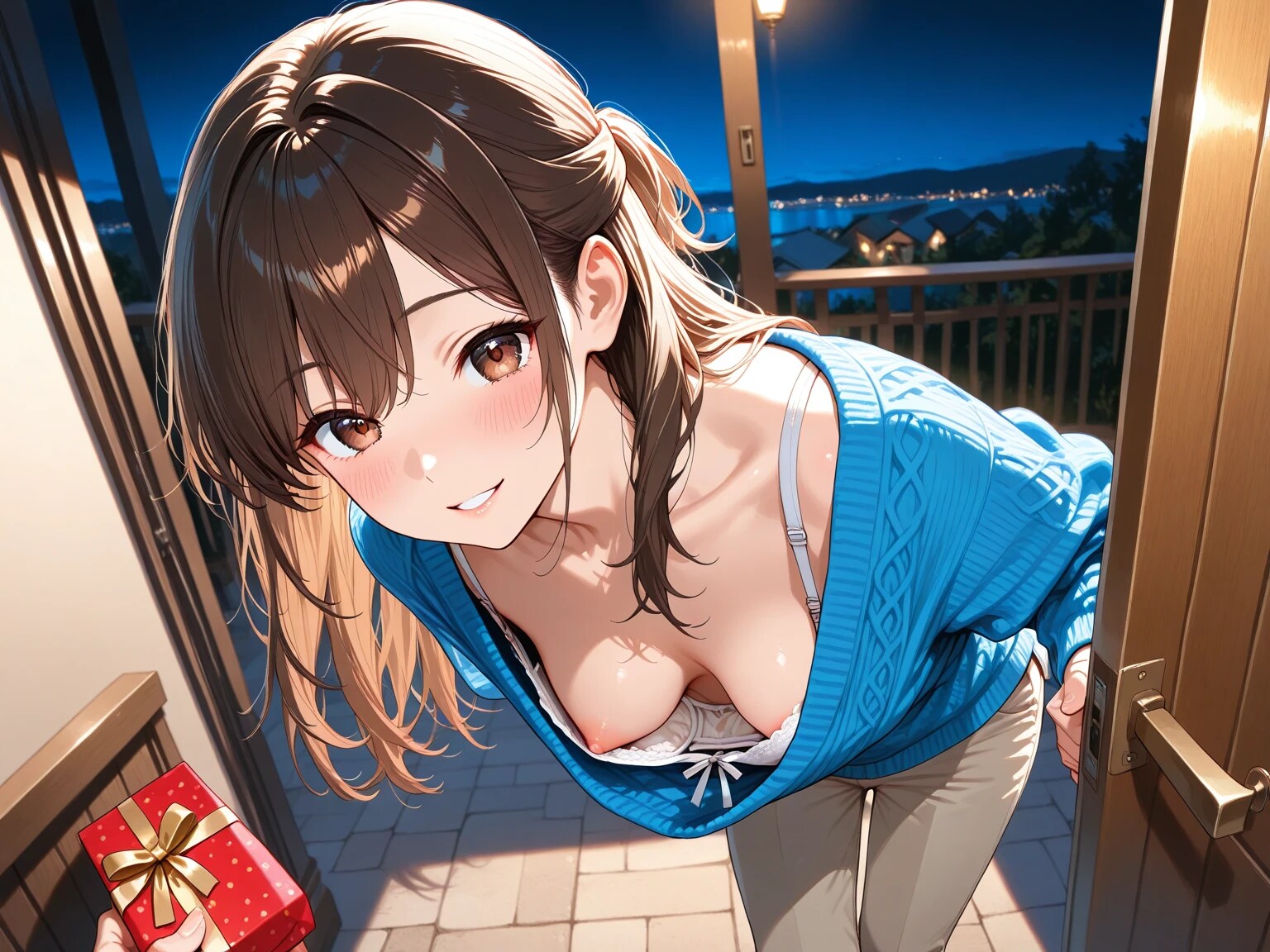 40枚:胸チラしながら「これつまらない物ですが。。。」