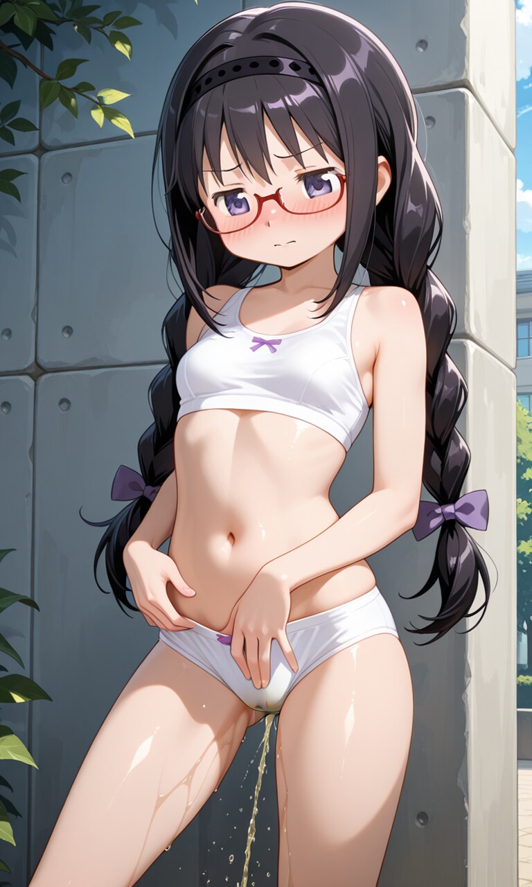 蔵出しおしっこお漏らしチャレンジ【暁美ほ〇ら】眼鏡三つ網初期ver.（スポーツインナー）その2