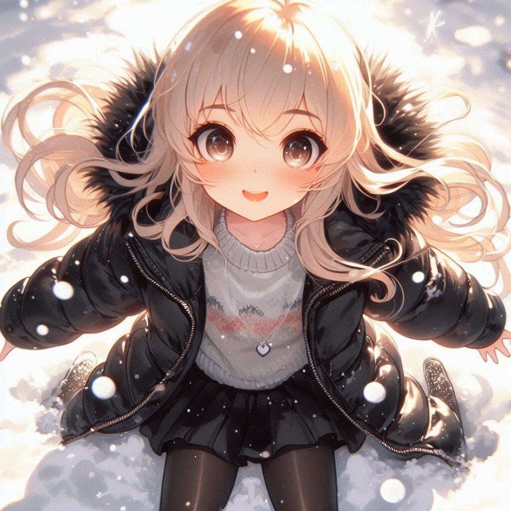 雪の中の笑顔