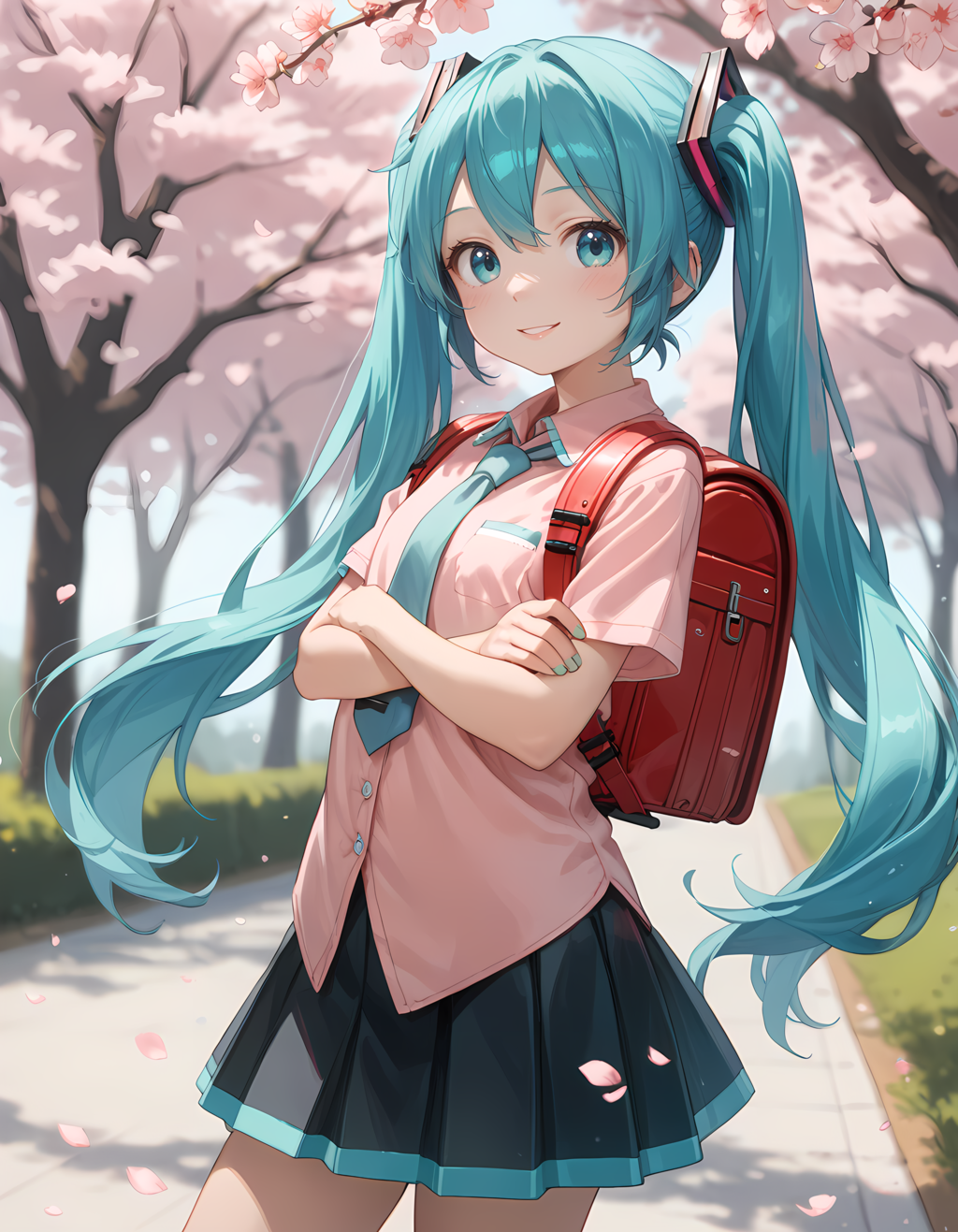 ミクさんと桜と入学式
