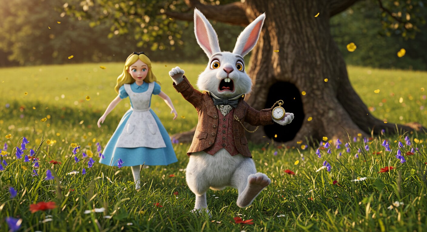 白ウサギを追って穴に落ちる冒頭シーン -3