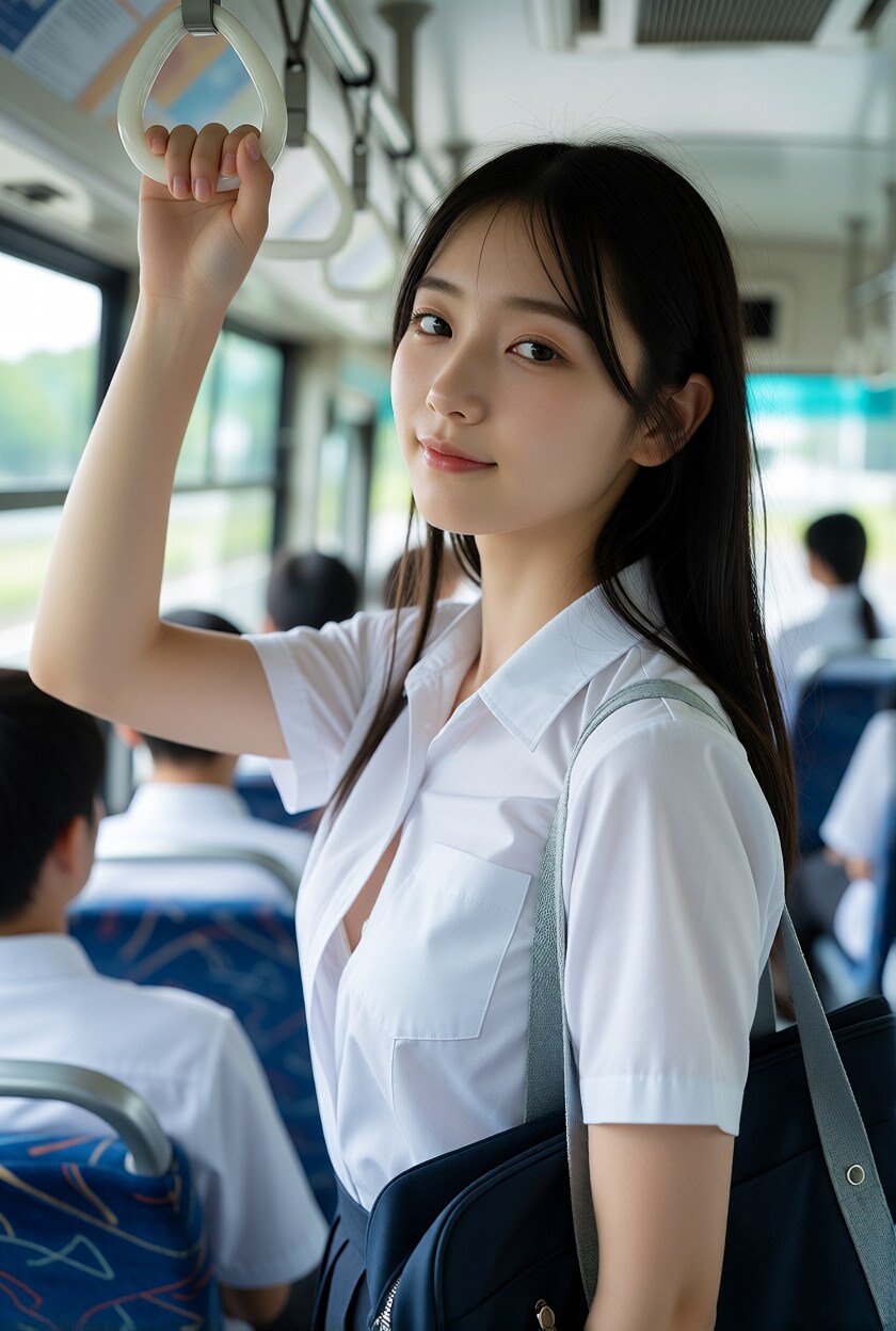 バス車内の幼馴染（Krea2）