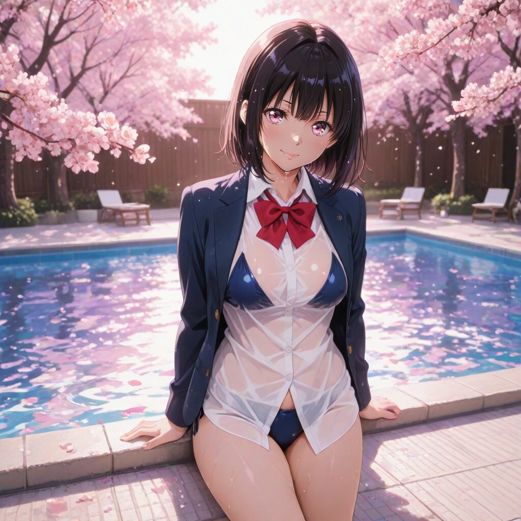 桜のプールでひとりえっち S-388