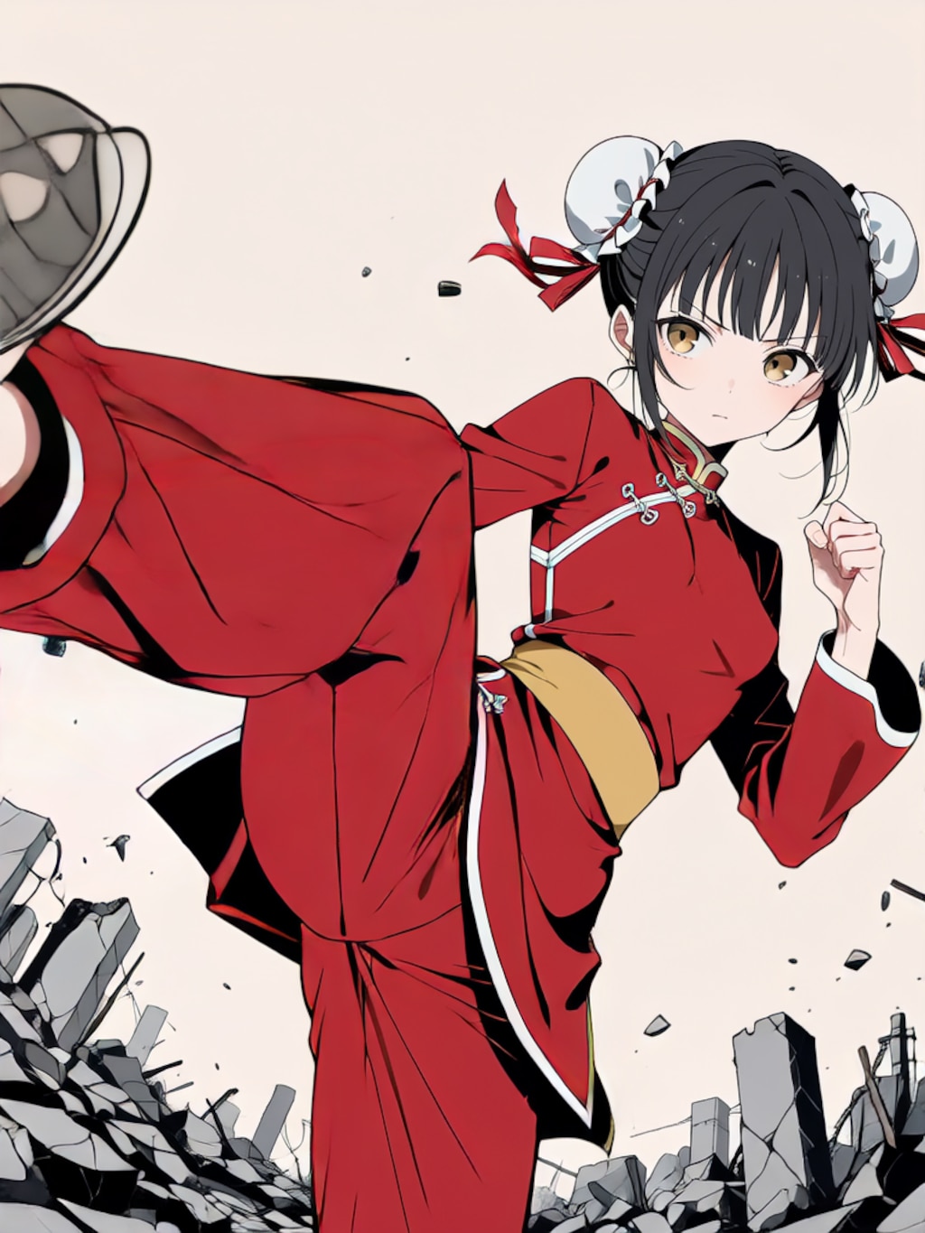 蹴り！【パラパライラスト】