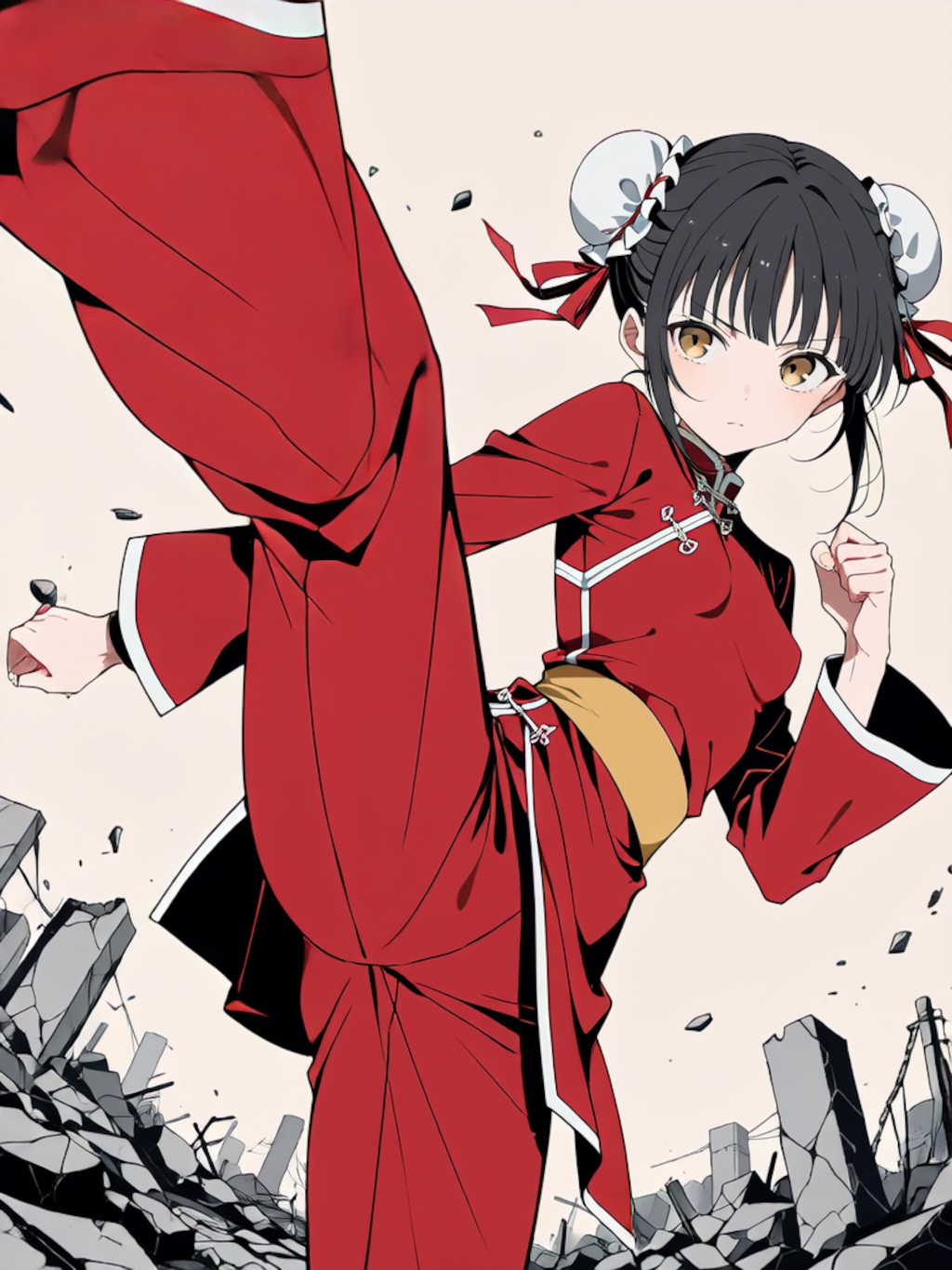 蹴り！【パラパライラスト】