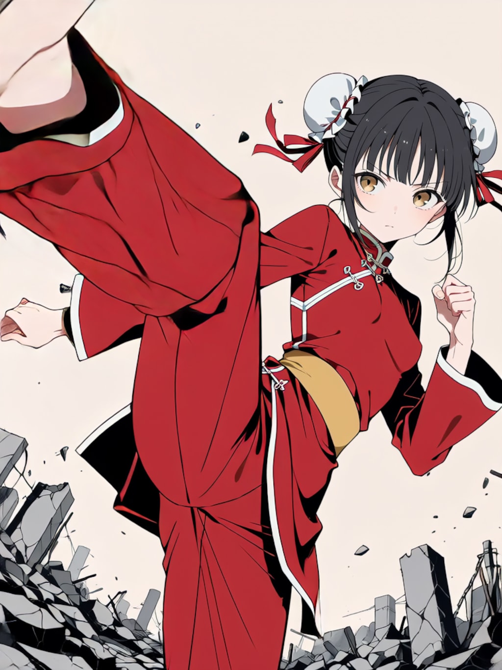 蹴り！【パラパライラスト】