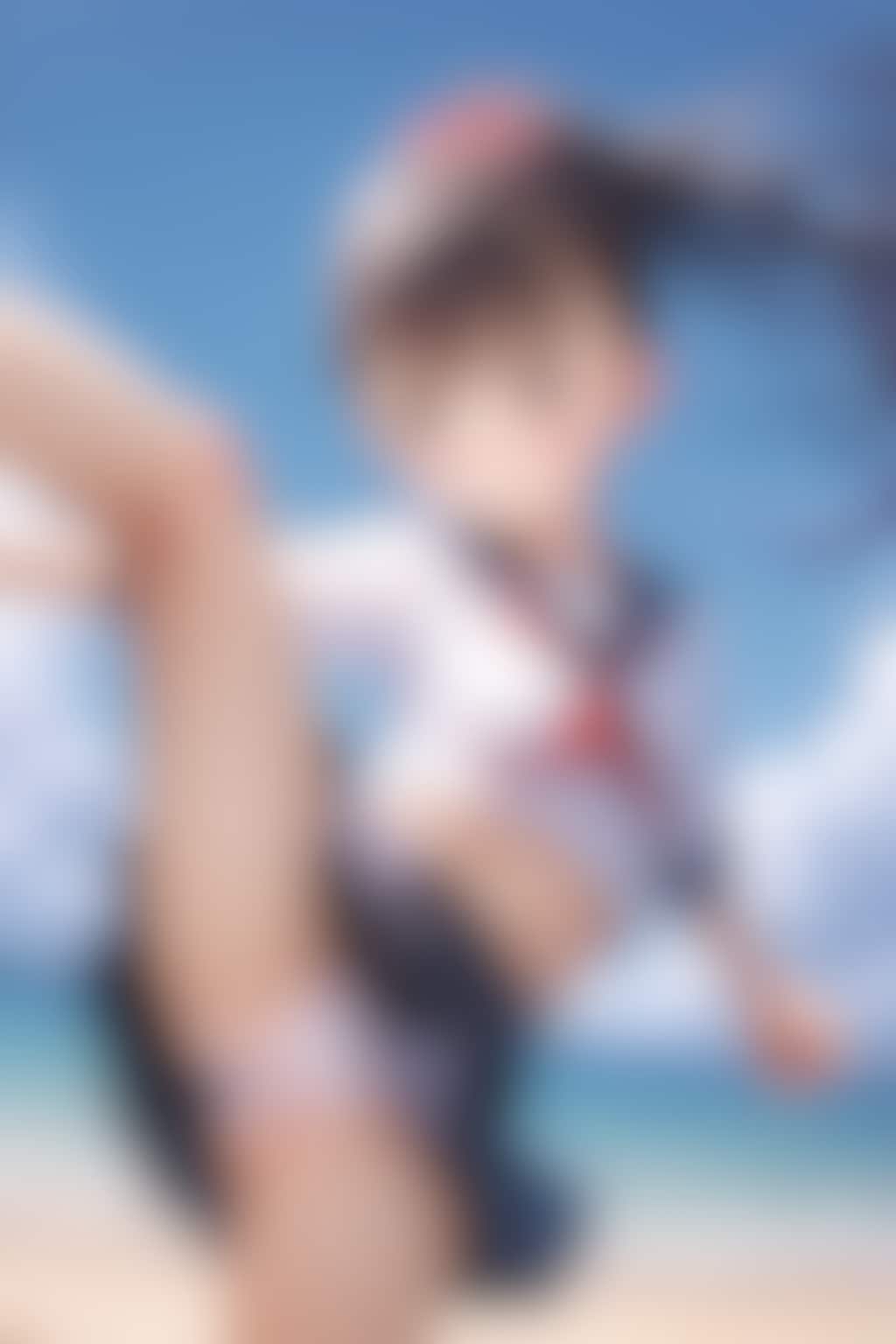 セーラー服〇リJ〇ちゃんたちが海でキックパンチラ（12枚）