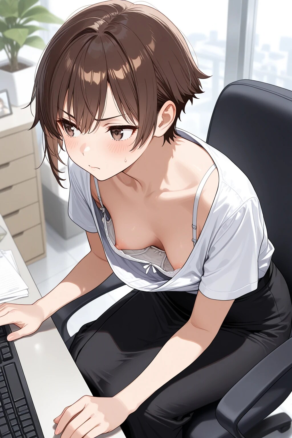 40枚:胸チラより仕事が大事なOLたち