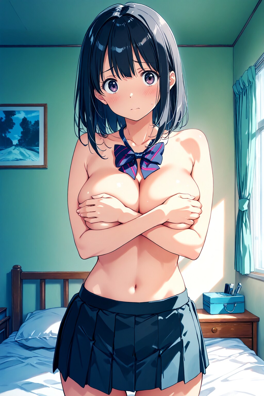 手ブラ巨乳少女(18)