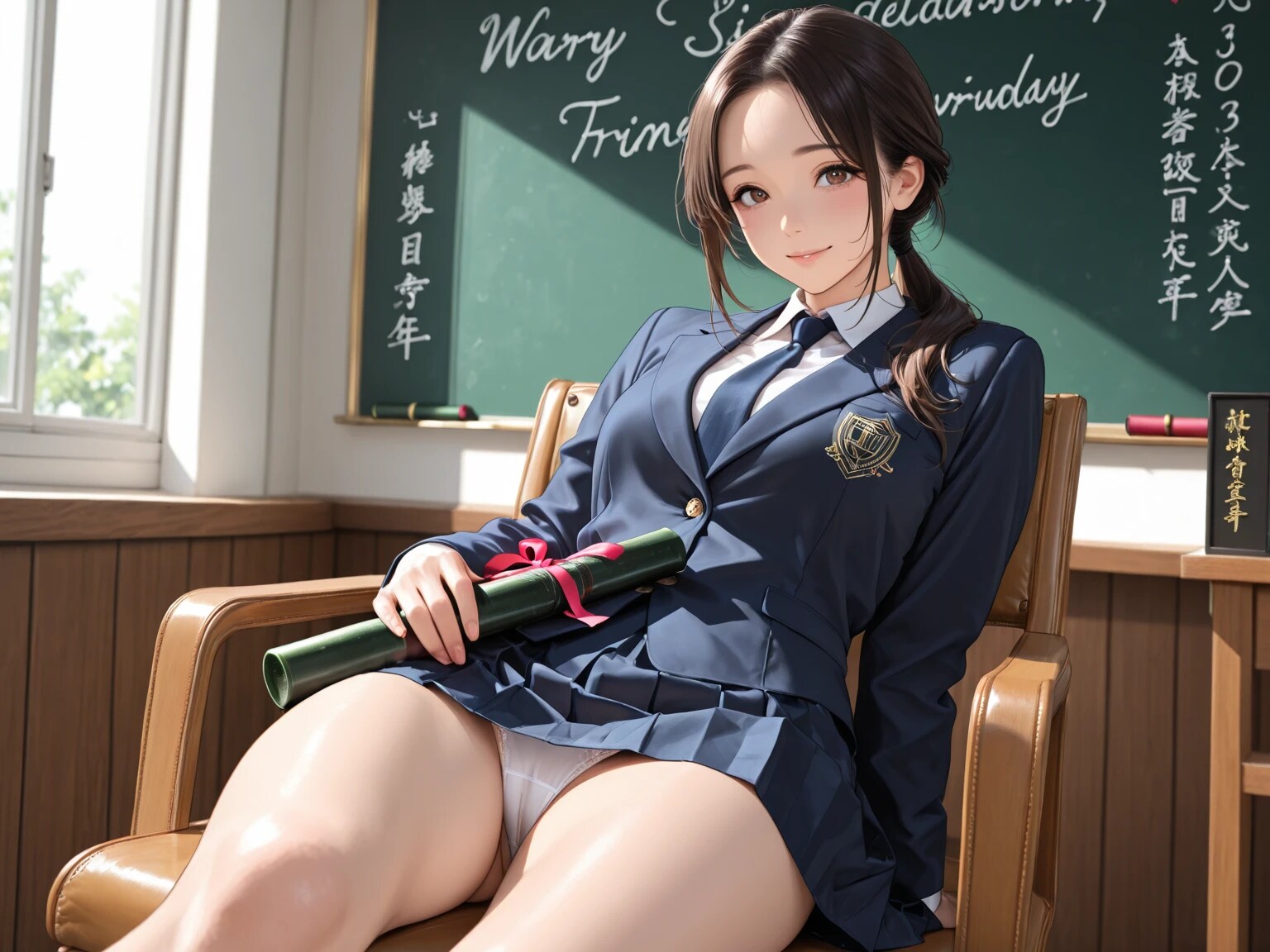 38枚:プロンプト実験作放出　卒業っぽいパンチラ