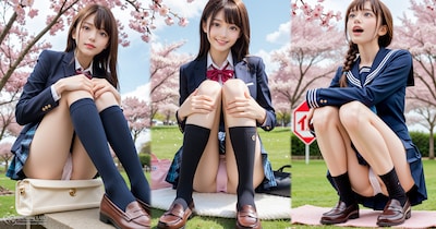壁紙1枚)零れ桜(こぼれざくら)♡制服女子【Upskirt】★3月版