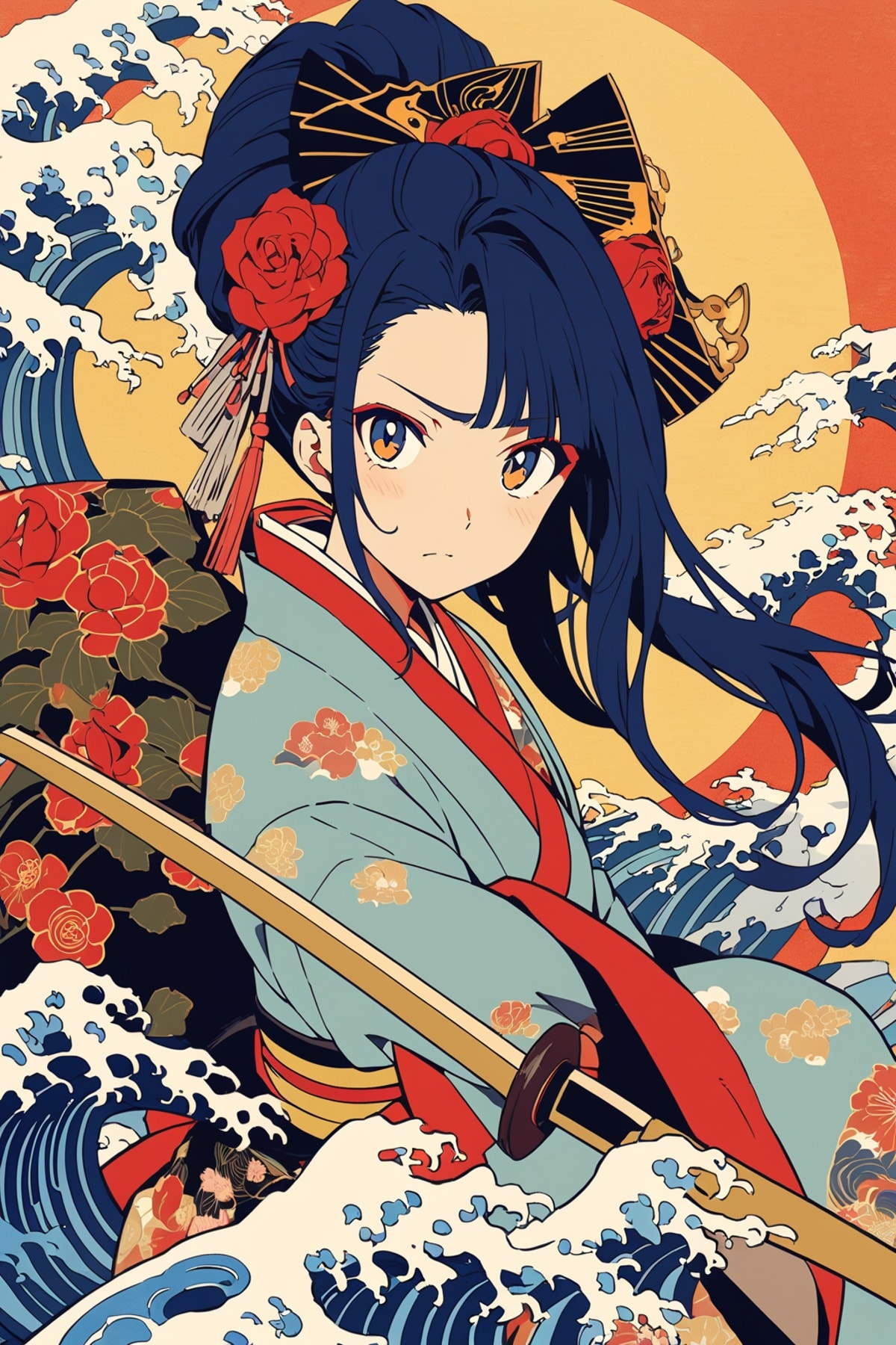 和服姿のAIイラスト