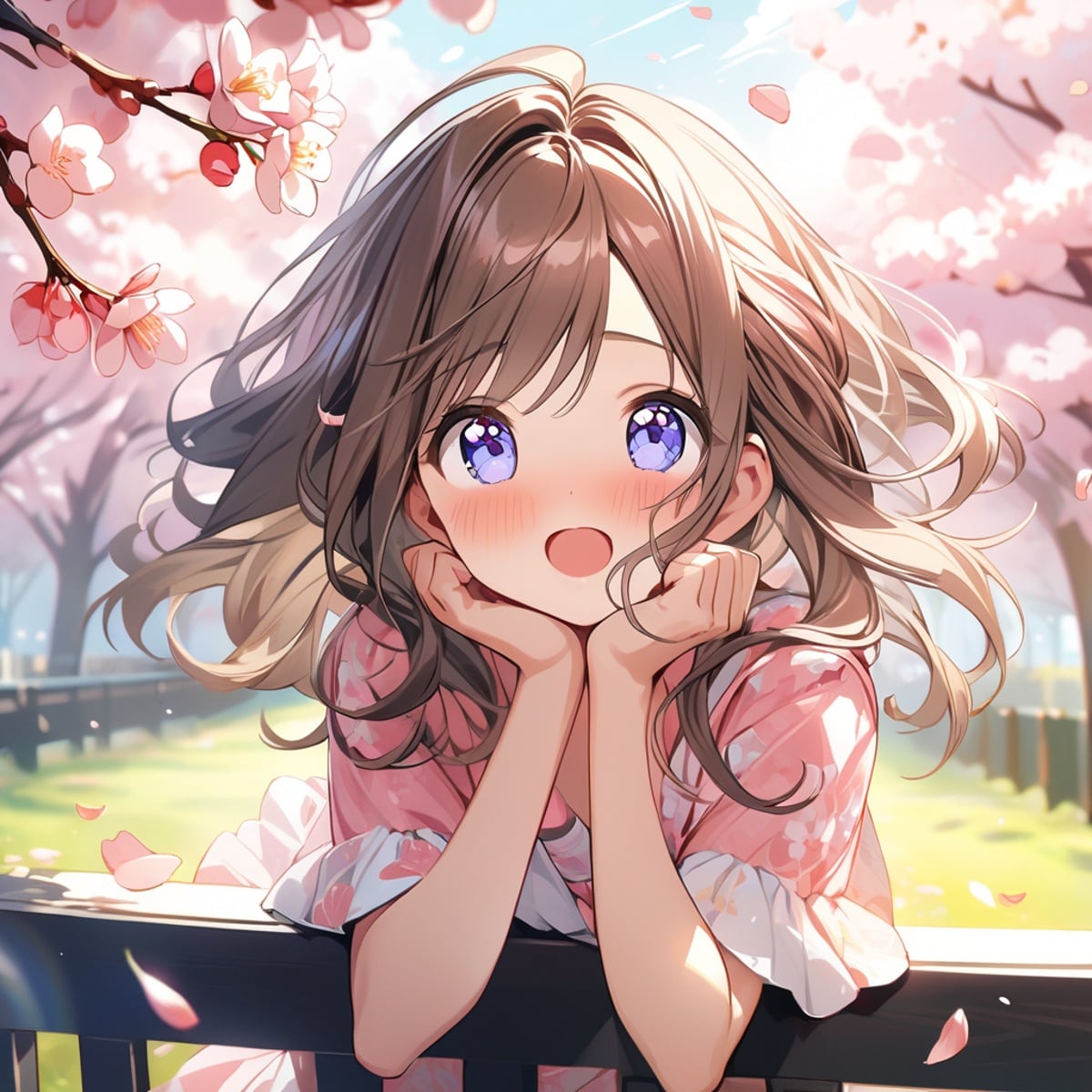 桜と美少女のAIイラスト