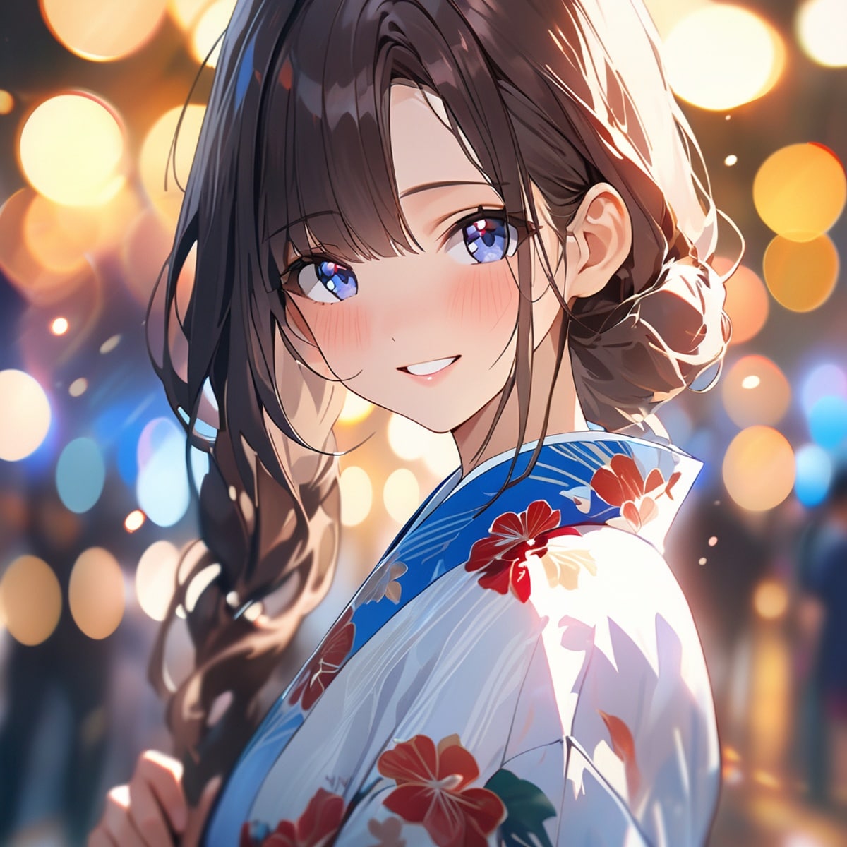 着物姿の見返り美人AIイラスト