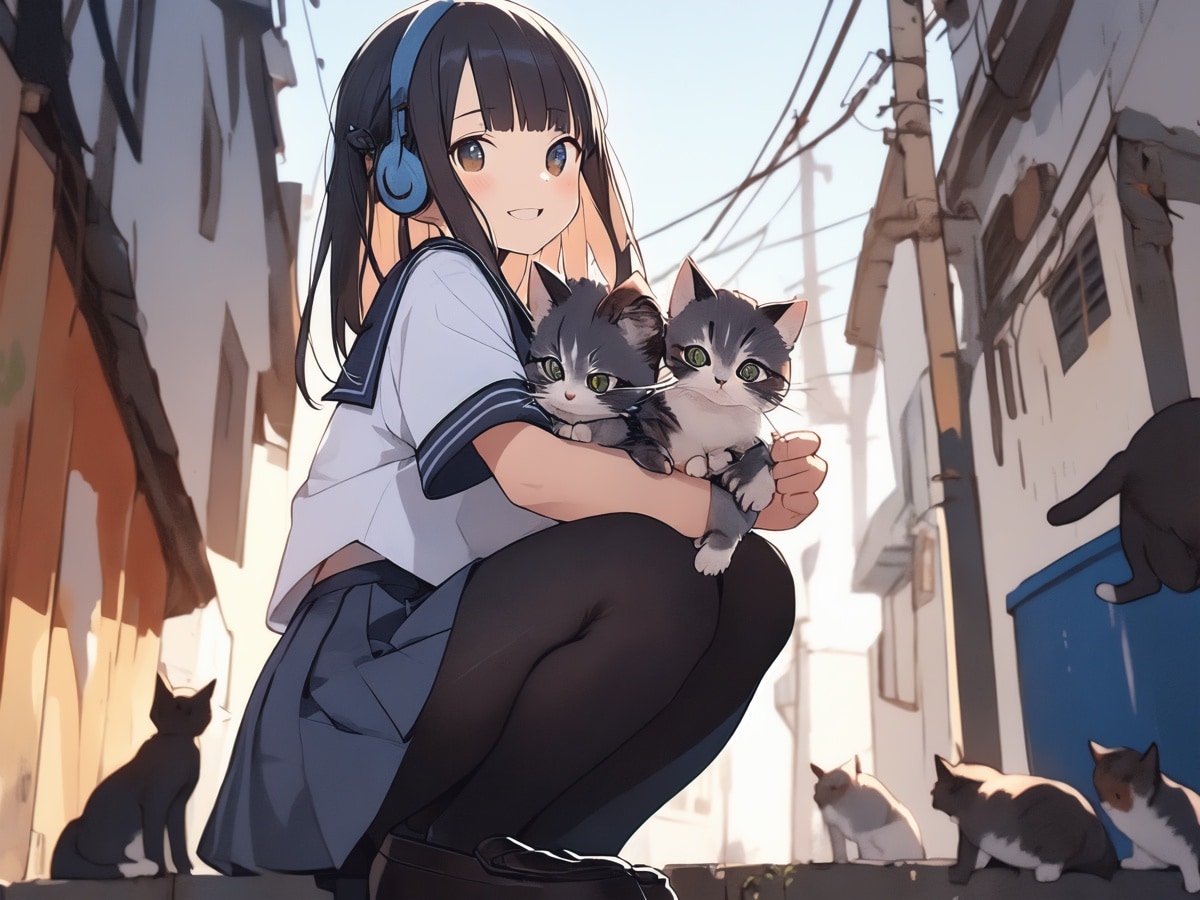 直線的な前髪が顔立ちを引き立てる。ぱっつんのAIイラスト特集