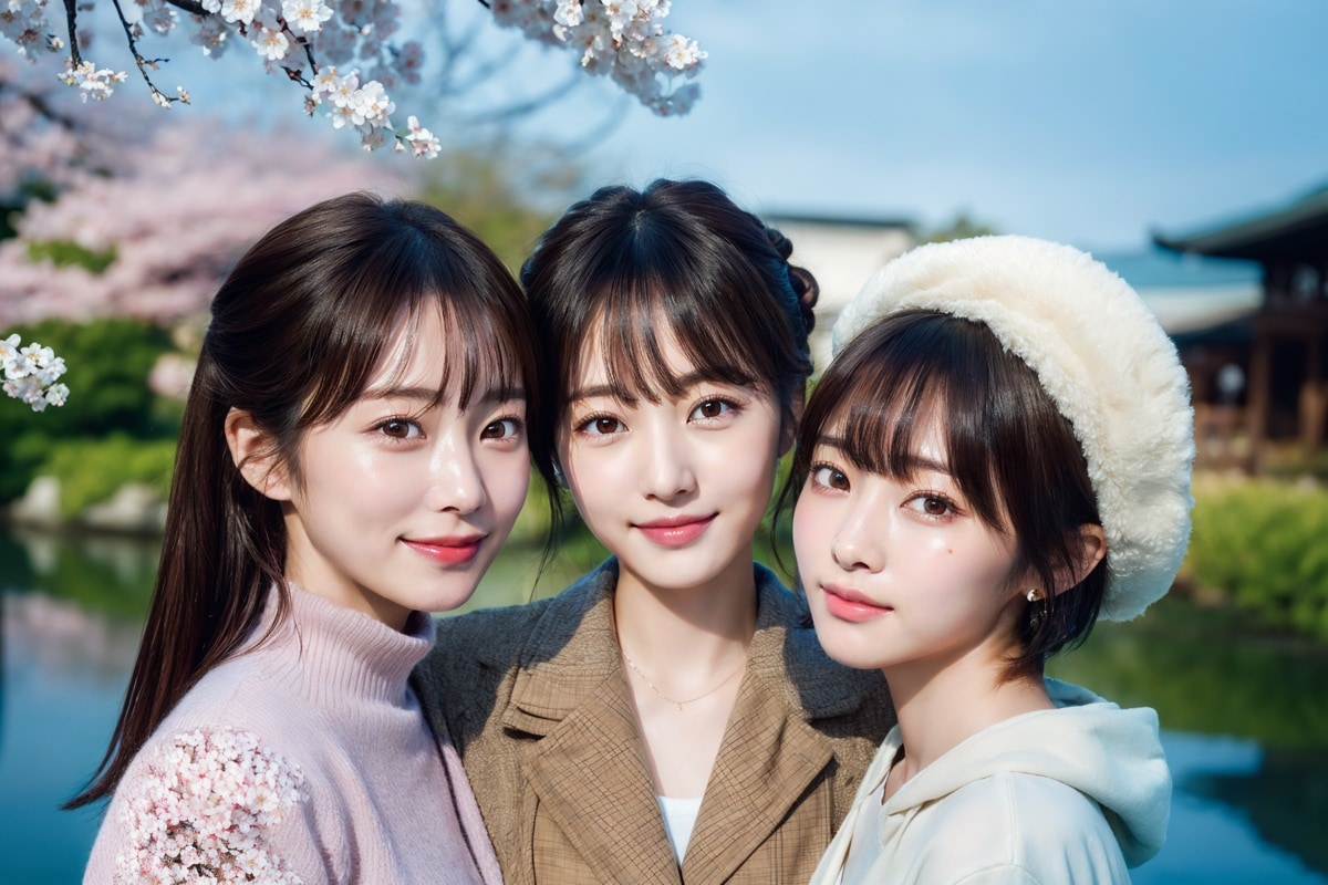 リアルなAI美女画像特集。春の陽光を浴びる美女たち