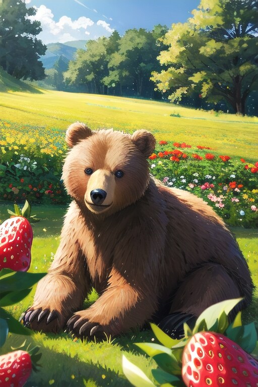 【動物】熊✕イチゴ | の人気AIイラスト・グラビア