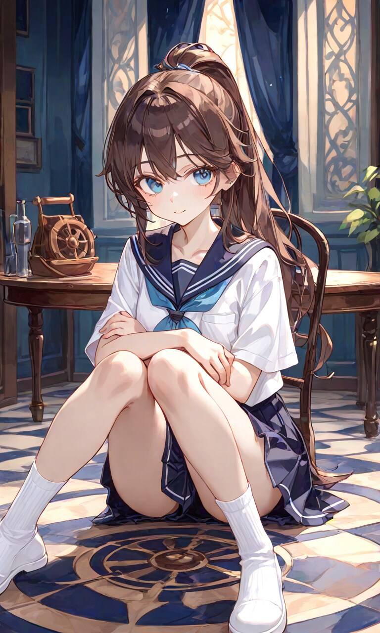 膝を立てて座る子 | の人気AIイラスト・グラビア