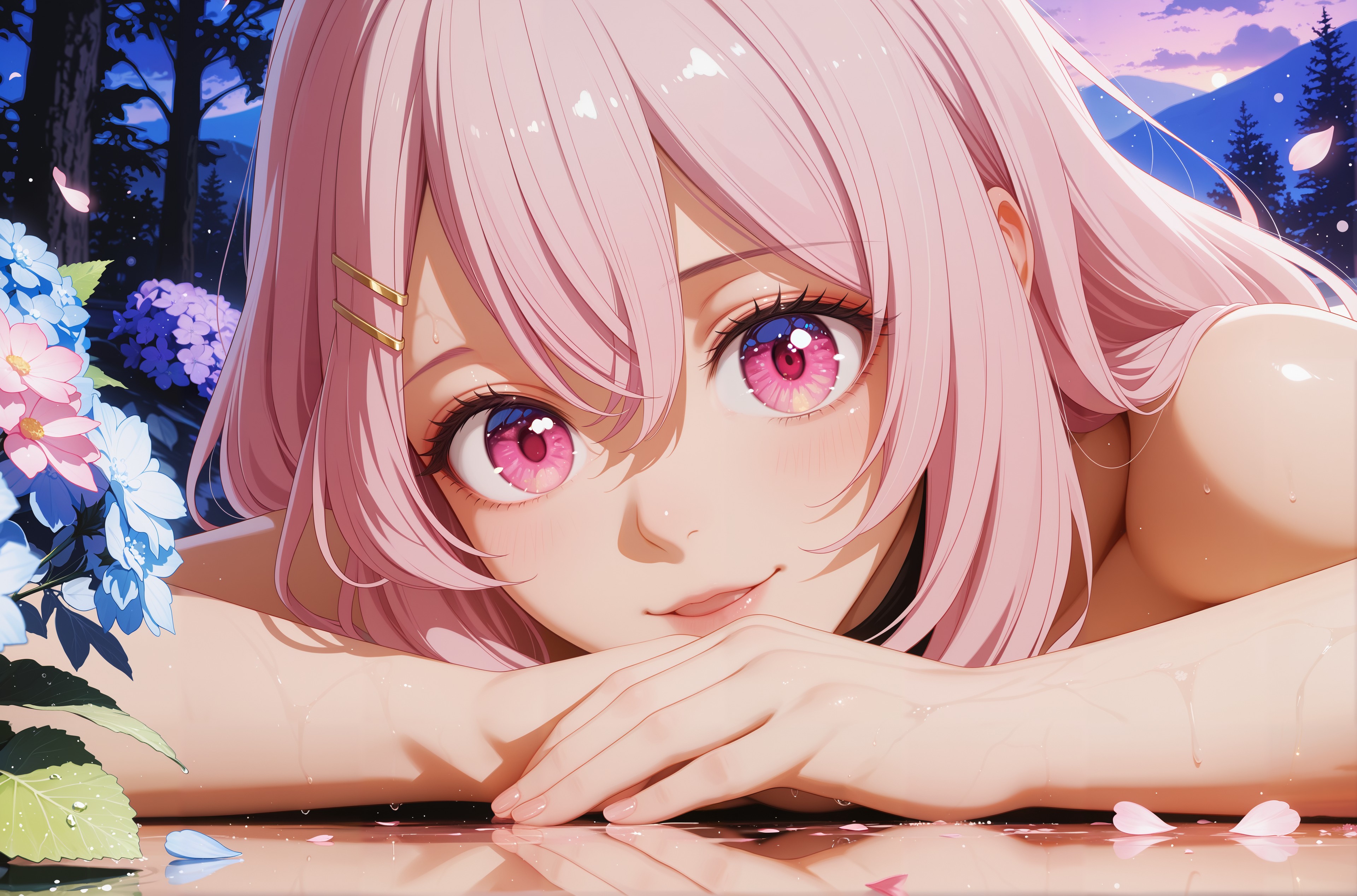 紫陽花と少女