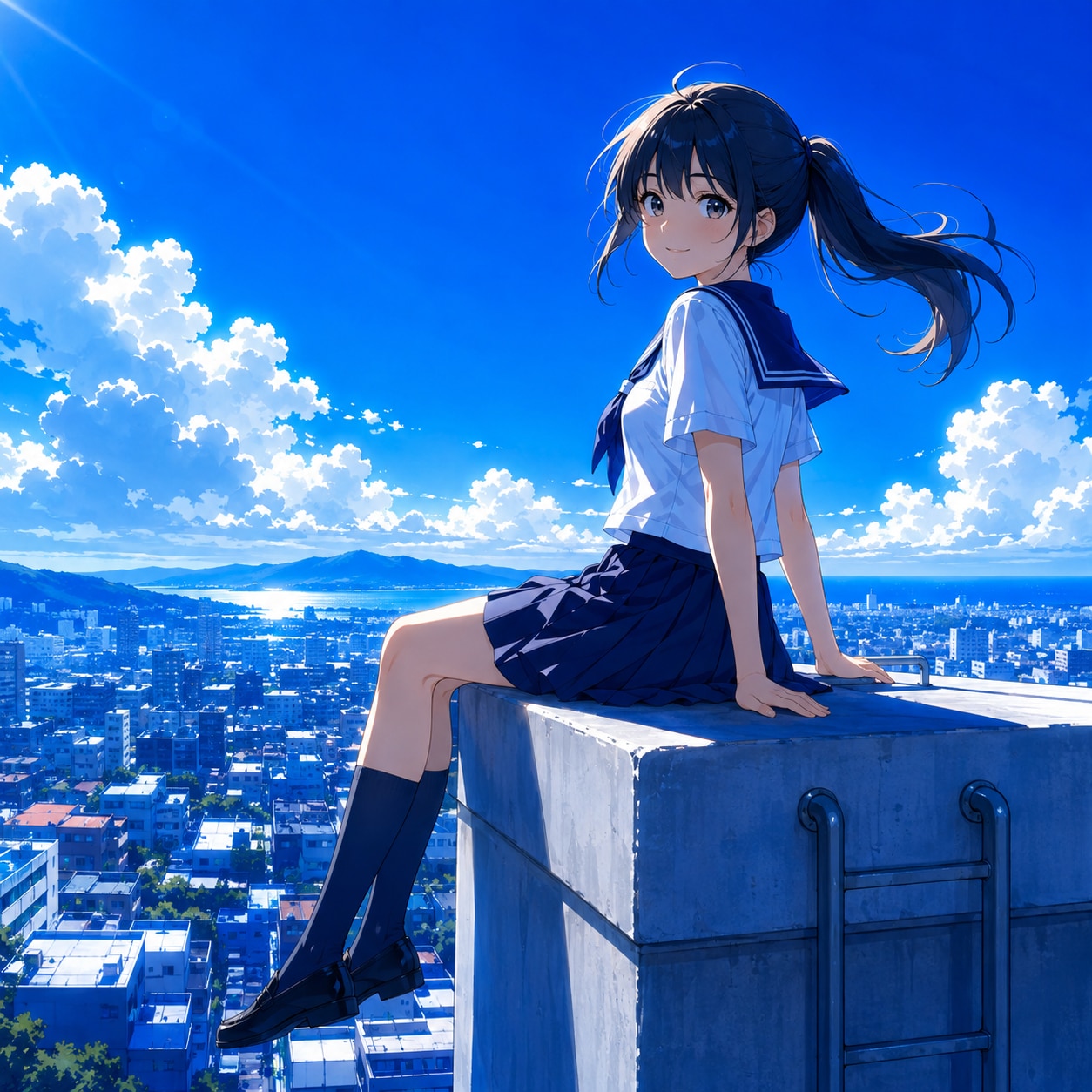 屋上の少女 | の人気AIイラスト・グラビア
