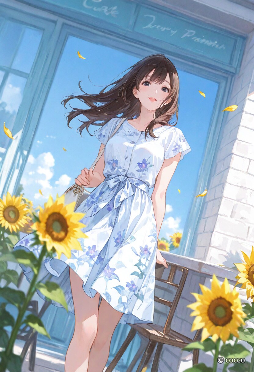 ひまわりの咲く避暑地で | の人気AIイラスト・グラビア