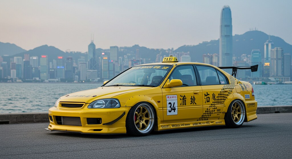 シビックセダンイエロータクシーのドリ車
