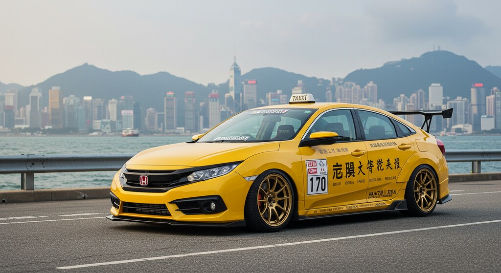 シビックセダンイエロータクシーのドリ車