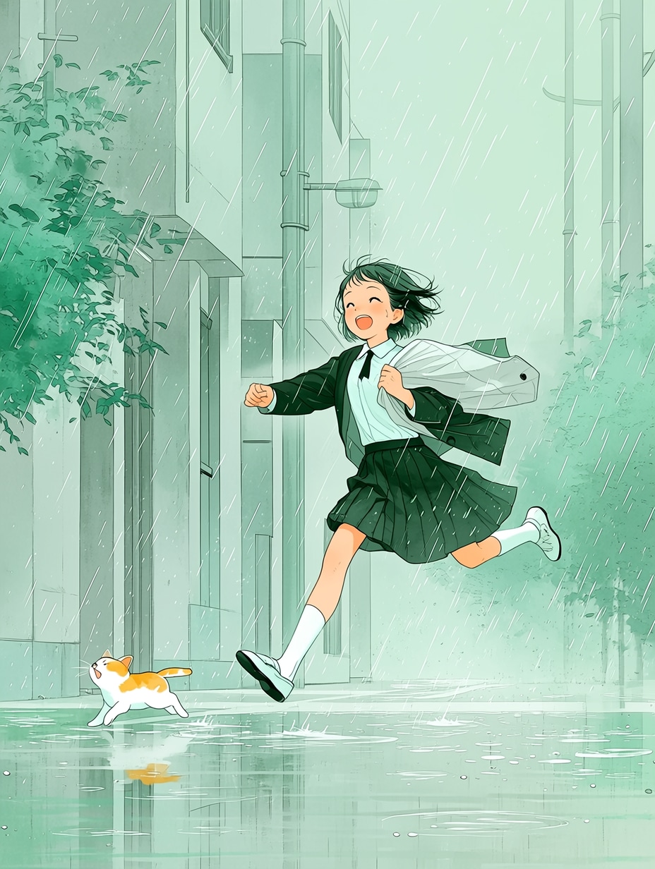 ふたりで雨を駆け抜けて | の人気AIイラスト・グラビア