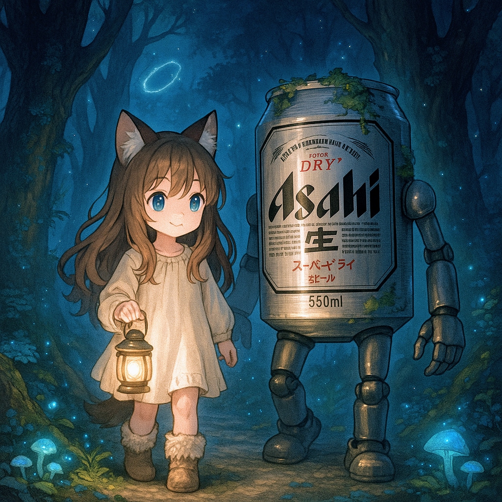 まっくら森を歩く小さな女の子