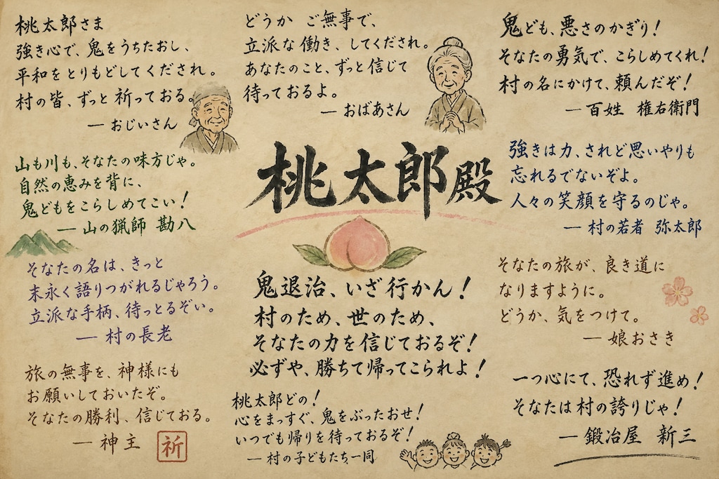 桃太郎への寄せ書き