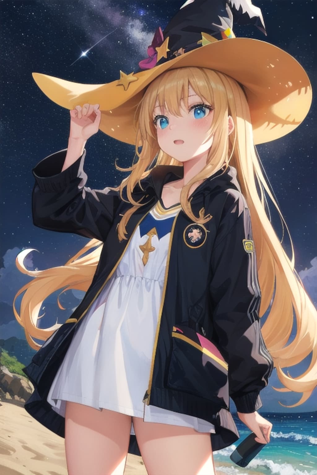 砂浜の魔女と星空