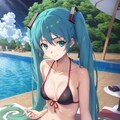 初音ミクのプールサイド休憩 3枚目