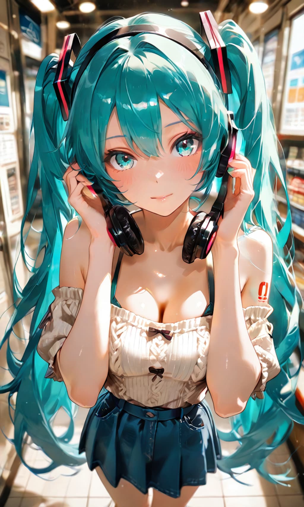 初音ミク、レコード店で音に溶けた無防備な横顔