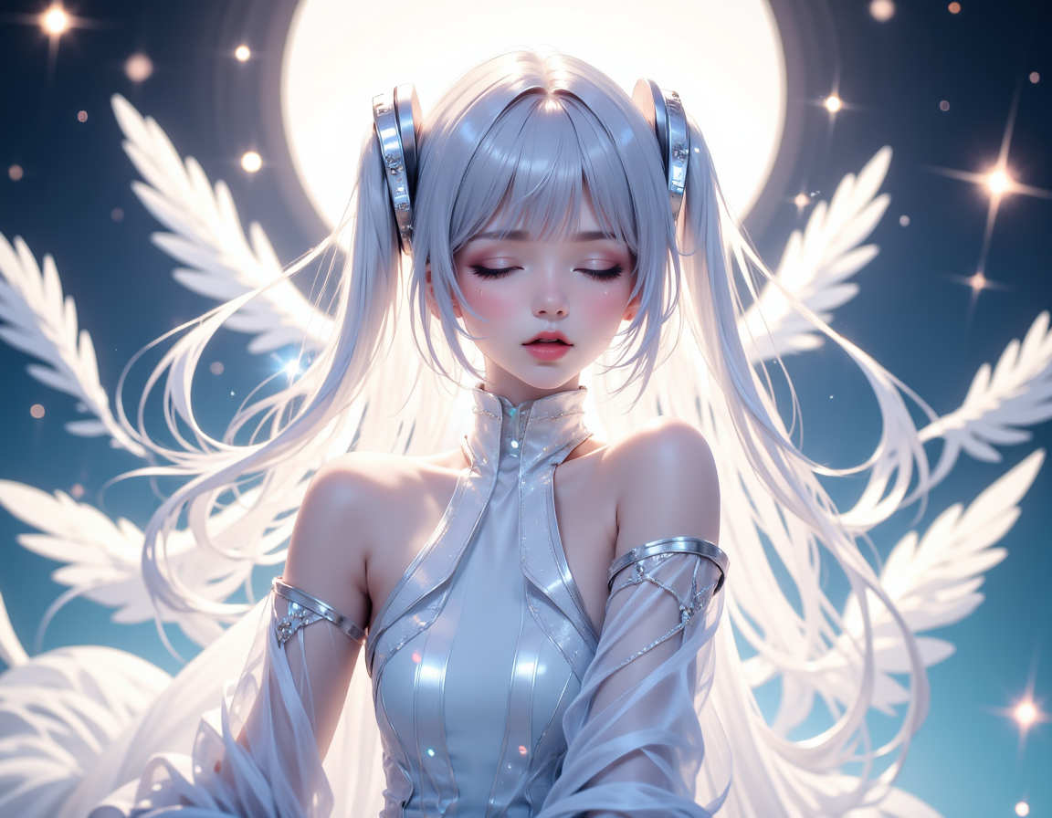 白銀の初音ミク　聖夜に歌う | の人気AIイラスト・グラビア