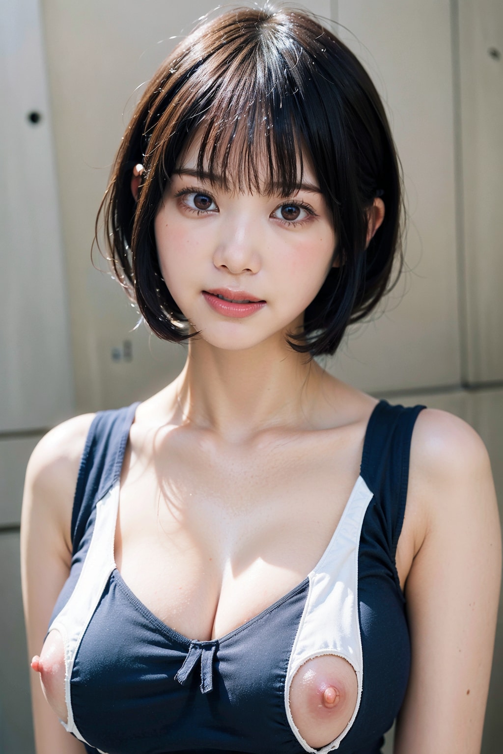 スク水だった何かでポロリ