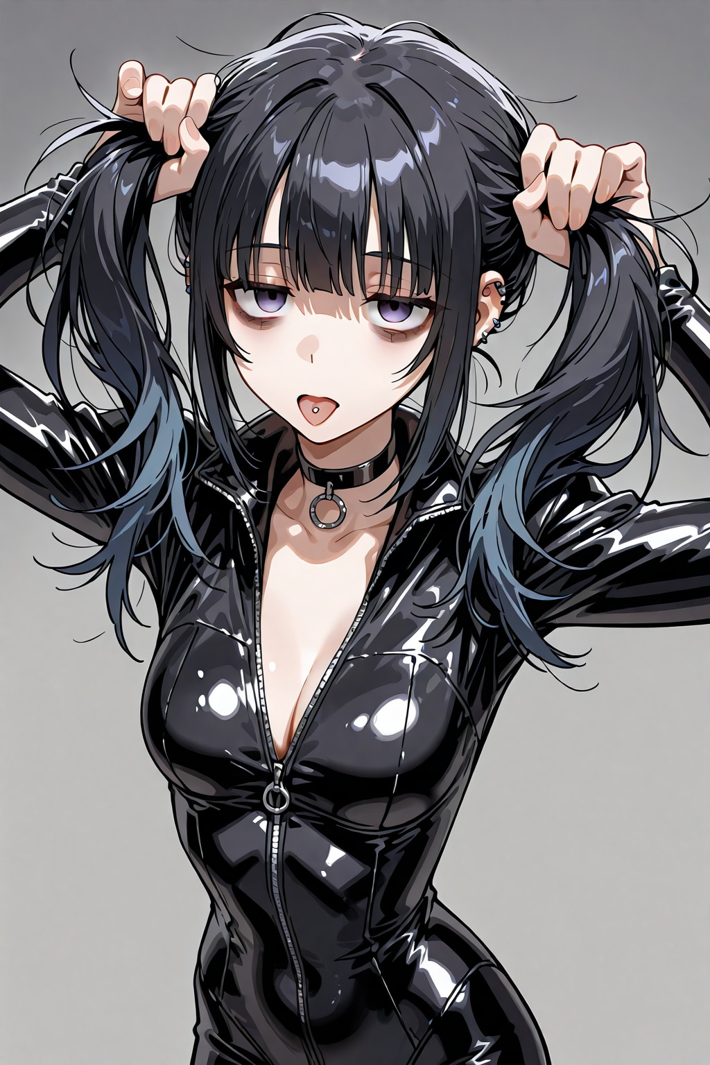 手でツインテール