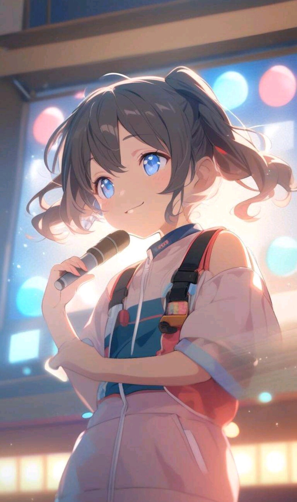 カラオケで歌う小さな女の子