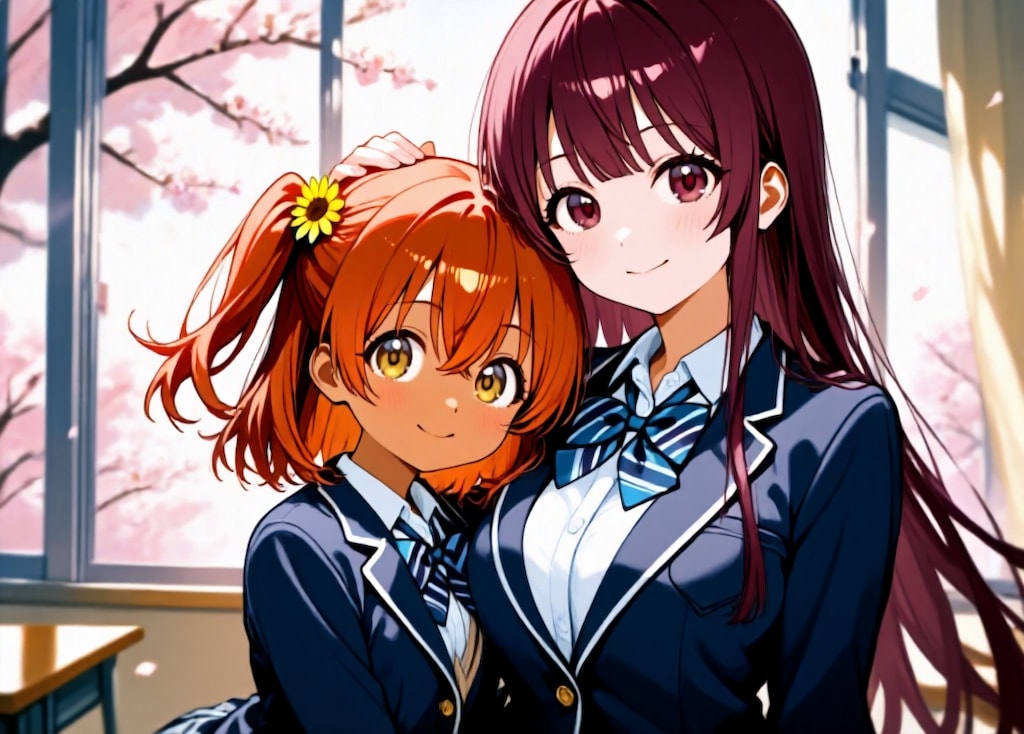 入学式　同じクラスになれて良かったね！