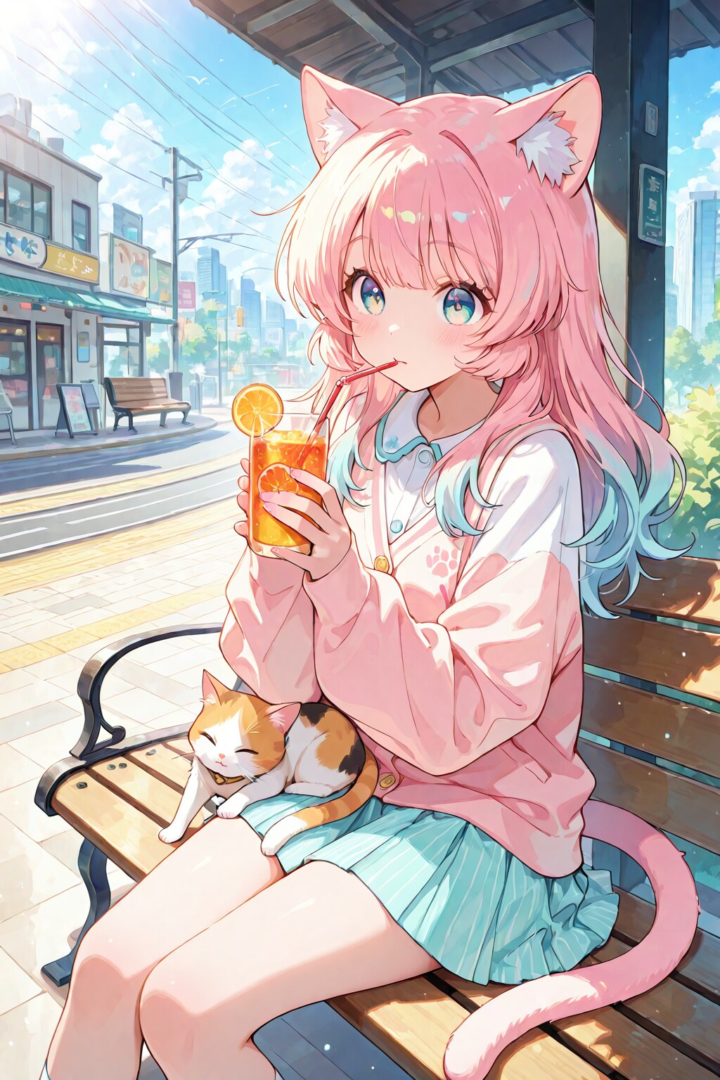 猫耳娘とオレンジジュース
