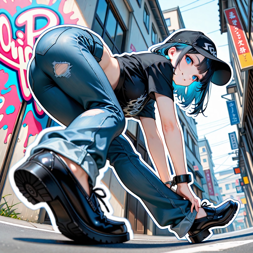 ドクロデニムとローファー