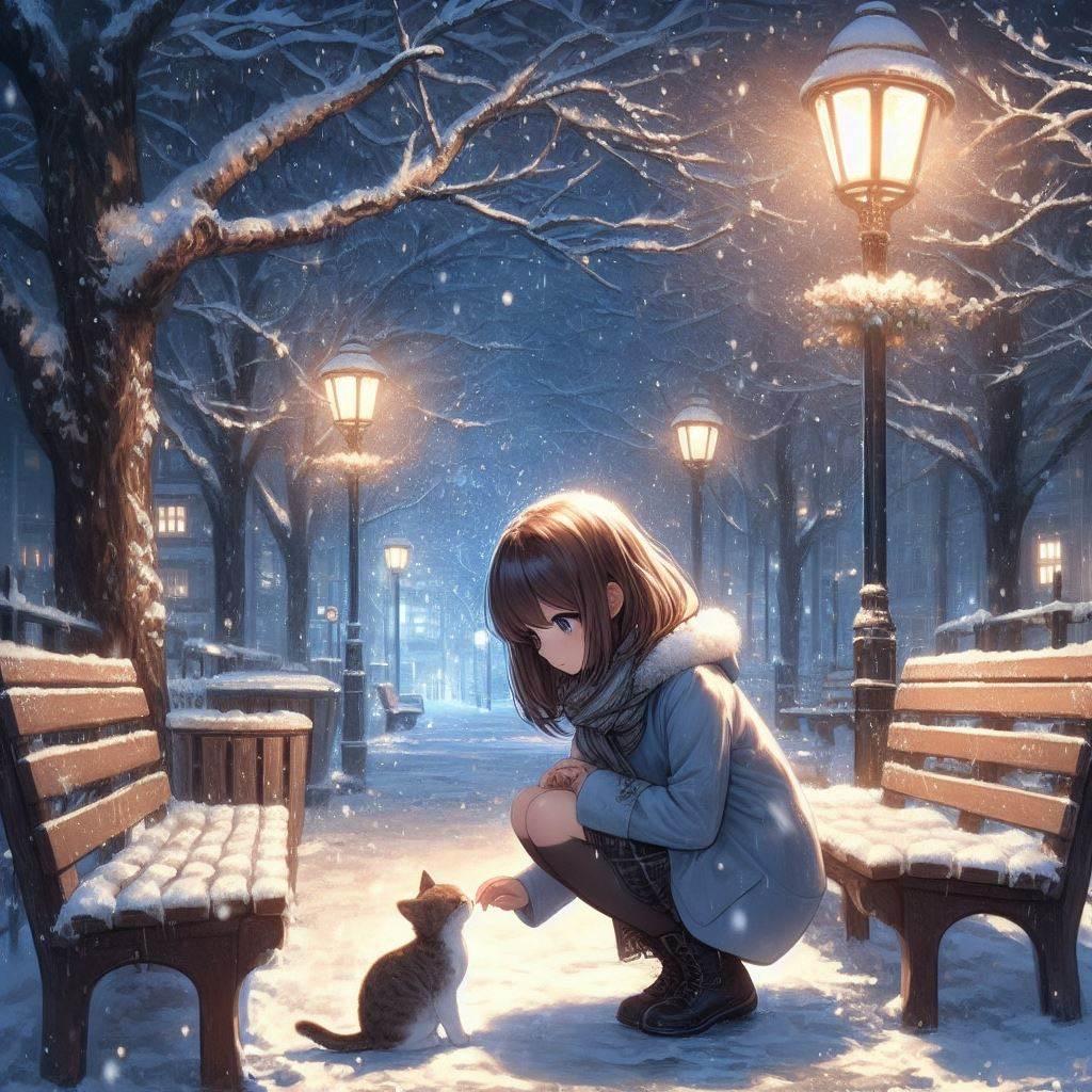 雪降る公園