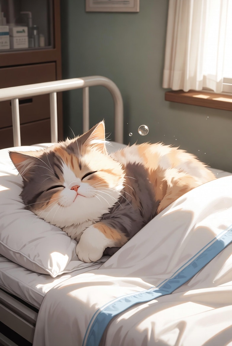 ベッドで寝ている猫 | の人気AIイラスト・グラビア