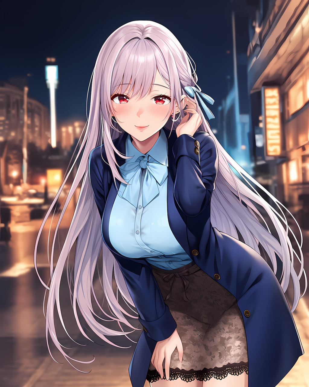 🌙夜の駅前で待ち合わせ✨今日もお仕事お疲れ様🍷